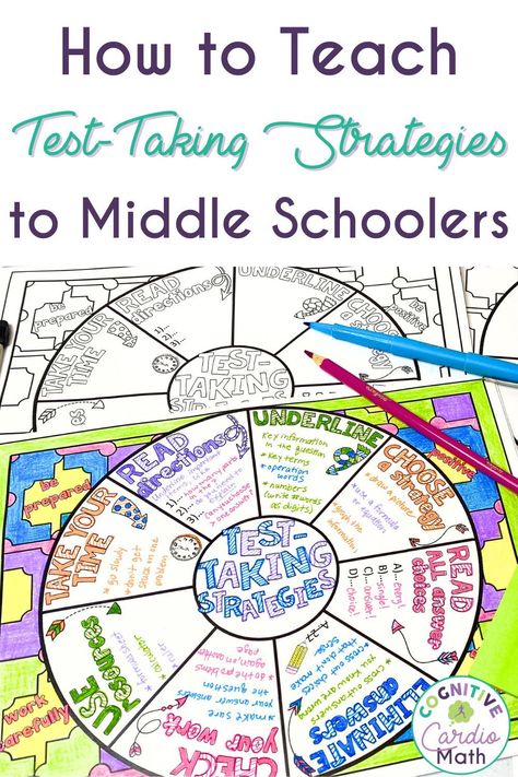 As testing season approaches, whether it's state tests or tests for you classroom, do your students have test-taking strategies to rely on? 
Check out the blog post for how to use the test-taking strategies doodle wheel to help your students learn and practice how to approach test-taking in a fun and engaging way! Teacher Bujo, Exponent Activities, Map Testing, Test Strategies, Business Classroom, State Testing Encouragement, Test Prep Activities, Notice And Note, First Classroom