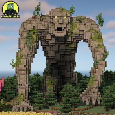 Dino Minecraft Build, Minecraft Golem Build, Stone Building Minecraft, Minecraft Golem Statue, Minecraft Stone Builds, Minecraft Stone Statues, Stone Minecraft House, Minecraft Monster Build, Minecraft Skeleton Build