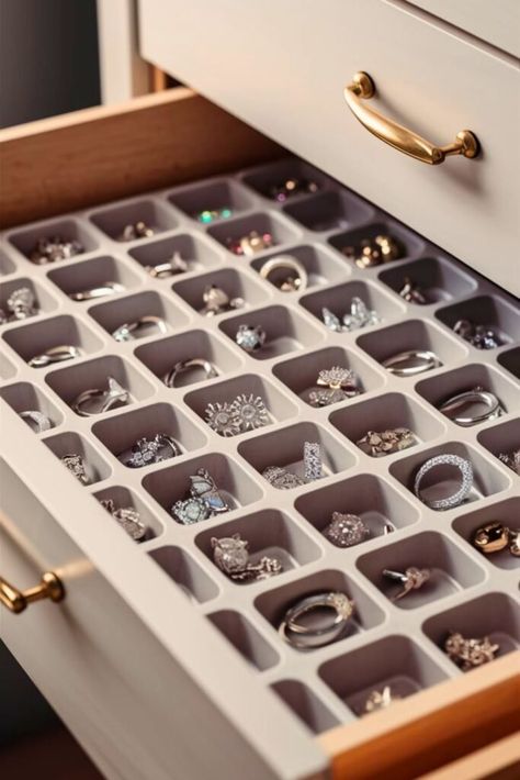 25 Jewelry Organizer DIY [For Every Acessorie] Diy Jewelry Organizer Wall Picture Frames, Jewelry Box Organization, Earring Organization Ideas, Best Way To Organize Jewelry, Storing Jewelry Organizing Ideas, Organising Earrings, How To Store Jewelry, How To Organize Jewelry, Earring Organizer Diy