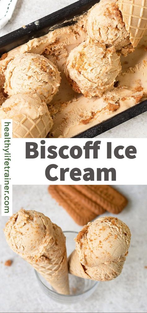 Biscoff Ice Cream is a sweetened frozen dessert that is easy and enjoyable to prepare. It has a soft and creamy texture that you would want to make batch after batch each week. The texture itself is already a win, plus the taste that nothing could compare with its rich buttery and caramel flavor. #Biscofficecream #no-churnicecream #4-ingredientsicecream Ice Cream Recipe No Churn, Cookie Butter Ice Cream, Homemade Biscoff, Biscoff Ice Cream, Homemade Cookie Butter, Easy Homemade Cookies, Butter Ice Cream, Ice Cream Tubs, Sweet Treats Desserts