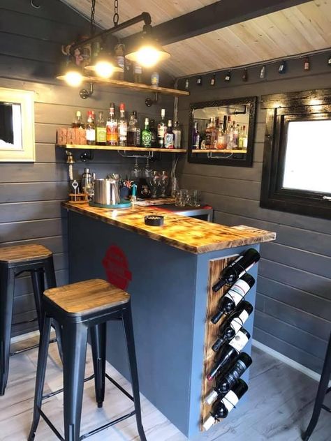 Spare Room Bar Ideas, Gameroom Bar Ideas Diy, Mancave Bar Ideas Diy, Summer House Bar Ideas Interior, Garage Bar Ideas Man Caves, Ideas De Mini Bar, Small Basement Bar, In Home Bar, Diy Basement Bar