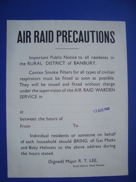 1940, WWII Air Raid Precautions small Poster. 11" x 8.5" (Mil Baby Helmet, History Posters, Air Raid, Gas Mask, Best Deals