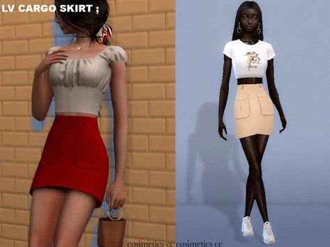 Skirt With Garter, Skirt Cardigan, Cargo Mini Skirt, Overall Skirt, The Sims 4 Download, Sims Four, Skirt Pleated, Sims Community, Ts4 Cc