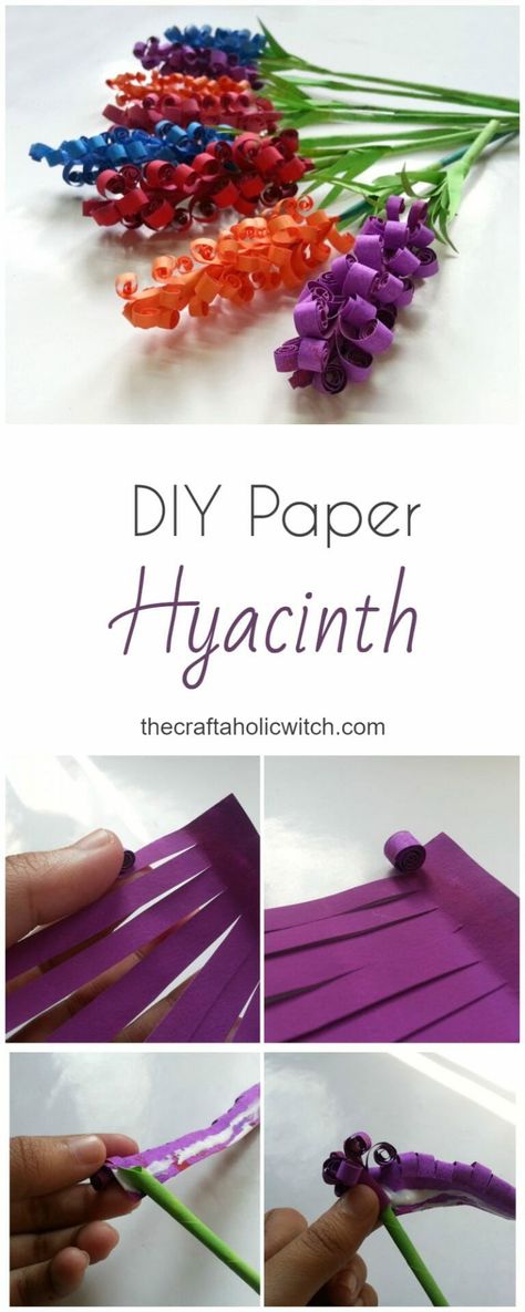 DIY Paper Hyacinth Flowers Simple Paper Crafts For Kids, Paper Hyacinth Flowers, Flowers Hyacinth, Paper Hyacinth, Easy Origami Rose, Simple Paper Crafts, Folded Paper Flowers, Hyacinth Flower, Hyacinth Flowers