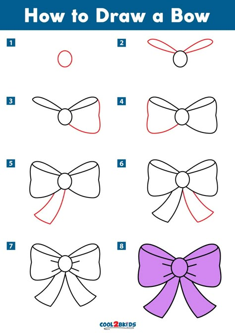 How to Draw a Bow | Cool2bKids How To Paint A Bow Simple, Christmas Bows Drawing, Bow Drawing Step By Step, Cute Things To Draw Step By Step, Draw A Bow Easy, How To Draw Circles, Easy Bow Drawing, Cute Christmas Drawing Ideas Easy, How To Paint A Bow