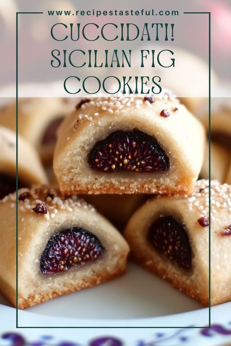 Delight in the rich flavors of traditional Sicilian Cuccidati cookies, filled with a luscious fig and nut mixture, wrapped in a buttery dough, and topped with a sweet orange glaze. Perfect for special occasions and holiday gatherings! Cuccidati Cookies, Fig Recipes Dessert, Almond Cream Cake, Dessert Italian, Italian Christmas Cookie Recipes, Fig Dessert, Italian Fig Cookies, Traditional Christmas Desserts, Italian Desserts Traditional