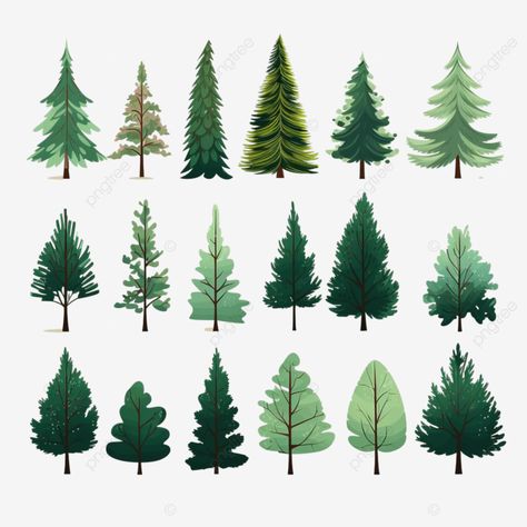 christmas trees in flat style isolated pine spruce fir vector illustration nature forest set png Coniferous Forest, Forest Drawing, Pine Trees Forest, Illustration Nature, Tree Clipart, Spruce Tree, Forest Trees, Nature Forest, Tree Illustration