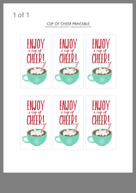 Have A Cup Of Cheer Printable Free, Cup Of Cheer Printable Free, Hot Cocoa Tags Free Printables, Coffee Wedding Favors, Free Printable Christmas Gift Tags, Christmas Gift Tags Free, Mini Coffee Cups, Cup Of Cheer, Hot Cocoa Gift