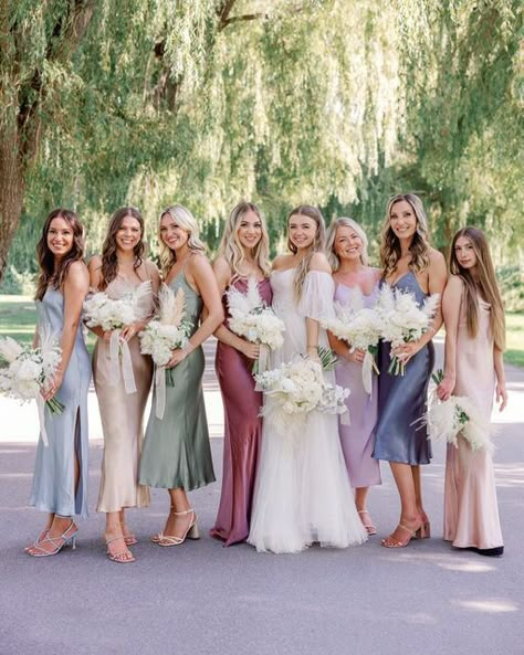 Top Bridesmaid Dresses, Bridesmaid Palette, Mixed Bridesmaid Dresses, Bridesmaid Color Palette, Bridesmaid Dresses Color Palette, Bridesmaid Dress Color Schemes, Spring Wedding Bridesmaids, Matching Bridesmaids Dresses, Pastel Bridesmaids