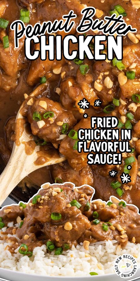 Chinese Peanut Butter Chicken, Peanut Butter Chicken Recipe, Dorm Recipes, Peanut Sauce Chicken, Butter Chicken Sauce, Chicken Lickin, Peanut Butter Chicken, Spicy Peanut Sauce, Chicken Recipies