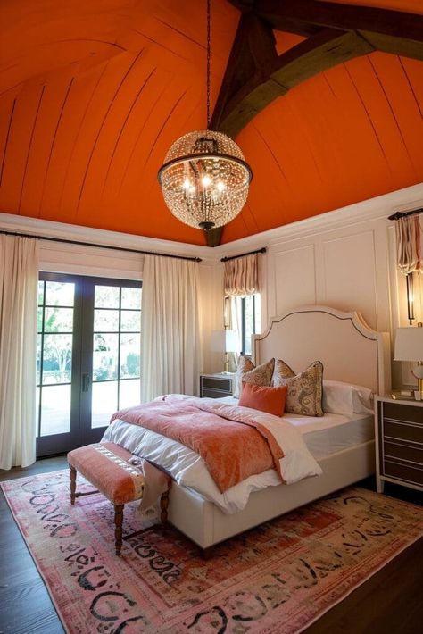 Discover 25 breathtaking vaulted ceiling bedroom ideas that will transform your sleeping space into an architectural masterpiece. Each design showcases unique ways to elevate your bedroom's aesthetic, blending style and spaciousness. From rustic wooden beams to modern lighting fixtures, these inspirations cater to diverse tastes, ensuring your bedroom becomes a serene and stylish sanctuary. Perfect for those looking to revamp their bedroom with a touch of elegance and grandeur. Vaulted Ceiling Bedroom Ideas, Bedrooms With High Ceilings, Cathedral Ceiling Bedroom, Vaulted Tray Ceiling, Ceiling Bedroom Ideas, Bedroom With Vaulted Ceiling, Attic Master Suite, Cathedral Ceiling Living Room, Vaulted Ceiling Bedroom