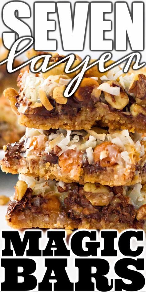 RECIPE FOR MAGIC COOKIE BARS Seven Layer Cookies, 7 Layer Cookies, Magic Bars Recipe, Magic Cookie Bar Recipe, 7 Layer Bars, Magic Cookie Bars, Layer Bars, Magic Bars, Dessert Bar Recipe