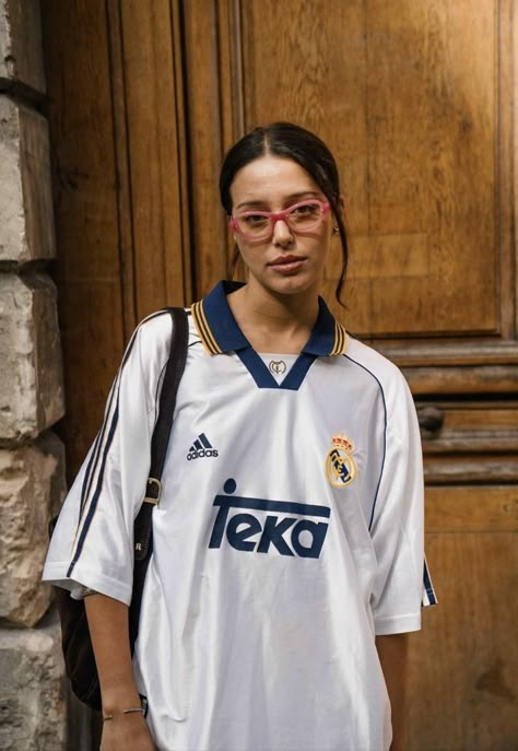 adidas Originals Host Retro Jersey Pop-Up At Paris Fashion Week - SoccerBible Adidas Shirt Women Outfit, Vintage Jersey Football, Soccer Jersey Outfit, Soccer Streetwear, Jerseys Outfit, Sunday League, Retro Football Jersey, Shirt Layout, Madrid Outfits