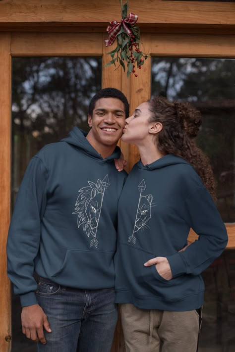 His And Hers Hoodies, Wolf Child, Lion Couple, Matching Hoodies For Couples, Couple Hoodies, Cute Couple Shirts, Couples Sweaters, Matching Hoodies, Couples Sweatshirts