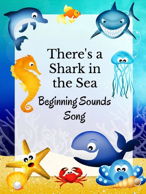 Whether you are doing an ocean themed unit or a shark week activity, this shark beginning sounds song is perfect for building phonological awareness. Ocean Preschool, Preschool Ocean, Ocean Theme Preschool, Ocean Classroom, Ocean Theme Classroom, Ocean Unit, Sound Song, Alphabet Phonics, Ocean Activities