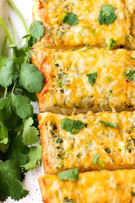 This Cheesy Mexican Garlic Bread is a perfect side dish or appetizer for Cinco de Mayo! #garlicbread #sidedish #appetizers Garlic Cheese Bread Recipe, Cheesy Garlic Bread Recipe, Bread Dough Recipe, Cheese Bread Recipe, Mexican Side Dishes, Homemade Garlic Bread, Garlic Cheese Bread, Garlic Bread Recipe, Cheesy Garlic Bread