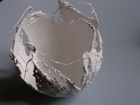 Inspired by my plaster "clot" forms which I experimented with in February, I decided to try something bigger. I ended up with these soulfu... Paris Crafts, Egg Shell Art, Paper Mache Bowls, Artistic Ideas, Plaster Crafts, Cement Art, Plaster Sculpture, Paper Mache Art, Paper Bowls