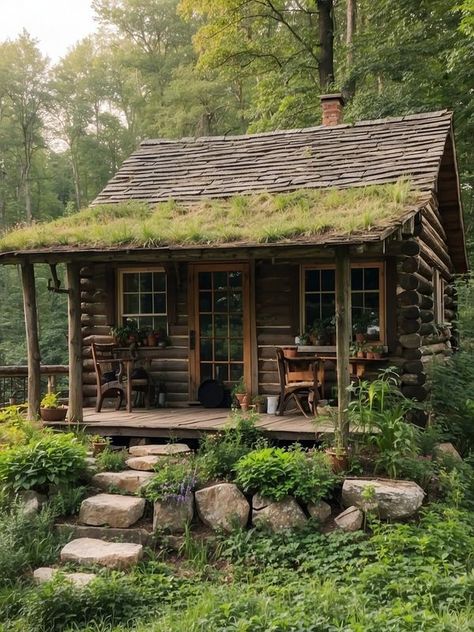 Houses Reference, Cottage Style Homes Exterior, Small Cabin In The Woods, Small Cabin House, Tiny Luxury, Old Cabin, Little Cabin In The Woods, Wooden Cabin, Dream Cabin