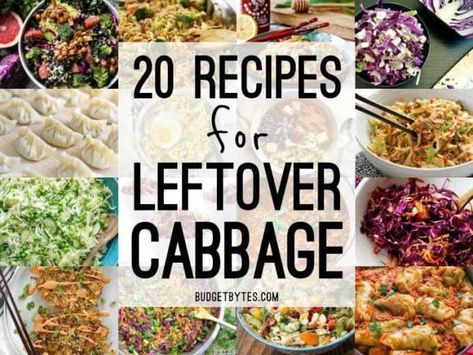 What To Do With Leftover Cabbage, Cabbage Leftover Recipes, Leftover Cabbage Ideas, Ways To Use Cabbage, Leftover Cabbage Recipes, Leftover Cabbage, Easy Cabbage Recipes, Cabbage Rolls Recipe, Budget Bytes