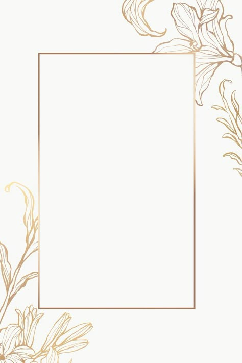 Gold Frame With Flowers, Rectangle Frame Design, Gold Border Design, Golden Rectangle, Nikkah Certificate, Gold Wallpaper Background, Wedding Card Frames, Vintage Paper Background, Flower Graphic Design