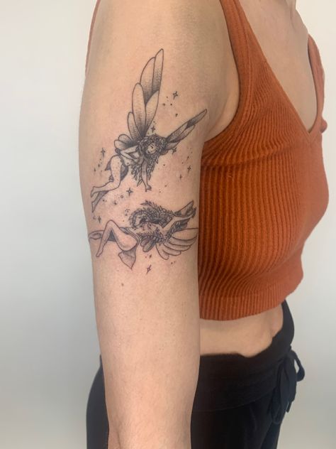 Fairy Arm Tattoo, Tattoo Fairies, Fairy Sleeve Tattoo, Enchanted Tattoo, Hippie Tattoos, Knee Tattoos, Hippie Tattoo, Fairy Tattoo Designs, Sun Tattoos