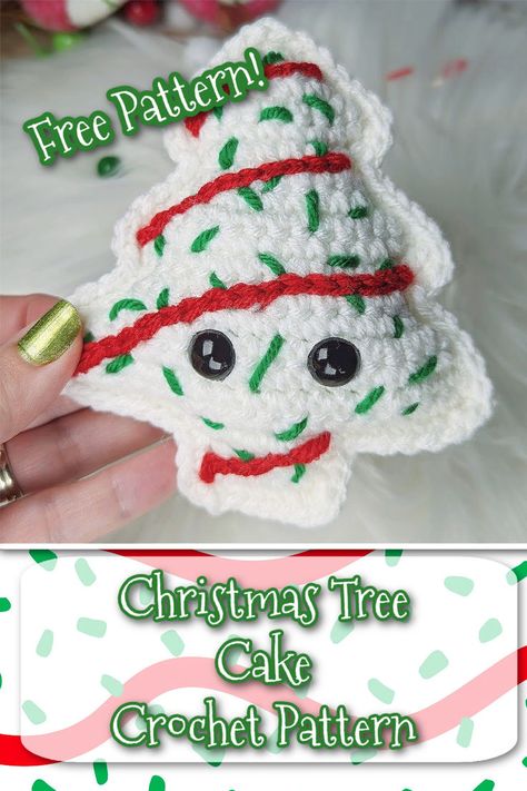 Cake Crochet Pattern, Crochet A Christmas Tree, Cake Amigurumi, Making A Christmas Tree, Cake Crochet, Christmas Sweet Treats, Crochet Ornament Patterns, Christmas Crochet Pattern, Crochet Eyes