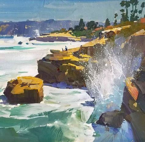 Mike Hernandez, Art Genres, Studio Painting, Art Gouache, American Impressionism, Board Art, Gouache Art, Coastal Landscape, Plein Air Paintings