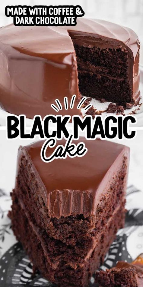 Black Magic Cake, Cake With Coffee, Chocolate Cake With Coffee, Ganache Frosting, Decadent Chocolate Cake, Magic Cake, Best Chocolate Cake, Decadent Cakes, Moist Chocolate Cake