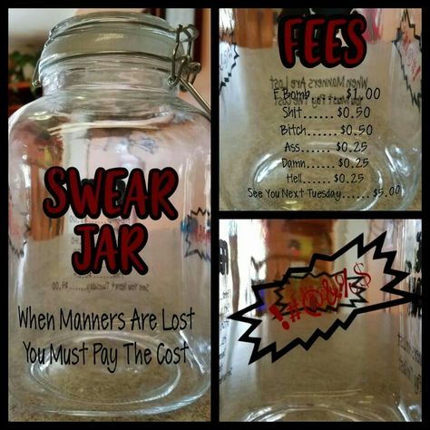 Swear Jar Ideas Hilarious, Swear Jar Ideas, Tip Jar Ideas, Swear Jar, Jar Saving, Saving Strategies, Tip Jars, Jar Ideas, Money Saving Strategies