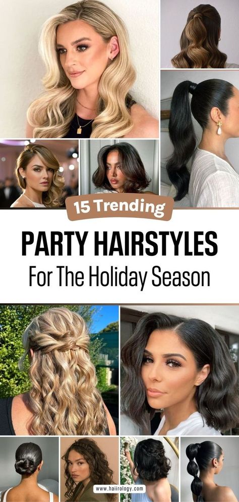 Looking for the perfect party hairstyle this holiday season? My blog post features 15 trending hairstyles to try for every hair length—long, medium, or short! From effortless waves to chic updos, you’ll find the perfect look to complement your style. Whether you’re attending a casual get-together or a glamorous event, these party hairstyles will have you turning heads. Ready to transform your look? Head to the blog now to explore all the party hairstyles for the 2024 holiday season! Holiday Party Hairstyles, Easy Party Hairstyles, Party Hairstyle, Holiday Party Hair, Hair Color Guide, Christmas Party Hairstyles, Effortless Waves, Fall Hairstyles, Find Hairstyles