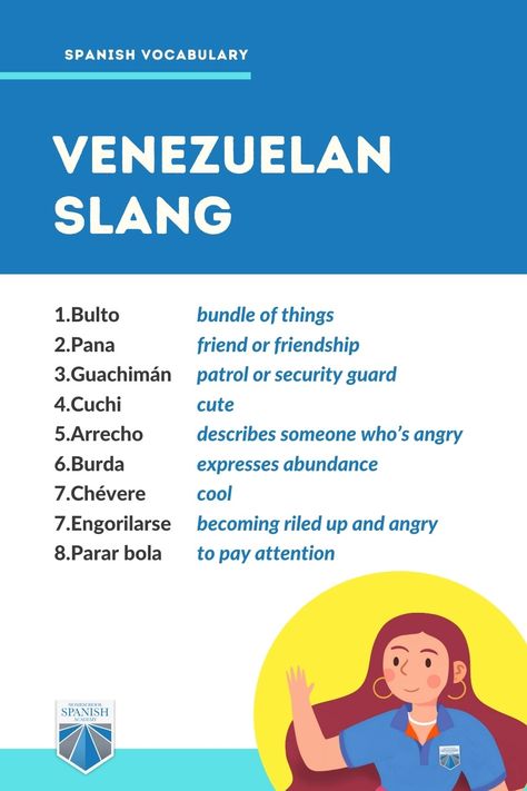 Venezuelan slang is one of the most unique in all of Latin America. In the last few years, I’ve had the privilege of meeting and making friends with a lot of young Venezuelans. It’s always a pleasure to meet people from other cultures. While many similarities exist within Latin American countries and their inhabitants, slang words are one of the most prominent differences you’ll notice among Spanish speakers in Central and South America. To learn more, visit our blog post. Venezuelan Culture, Latin American Spanish, Concrete Poem, American Slang, Latin Culture, Spanish Basics, Homeschool Spanish, Multi Cultural, Learning Spanish Vocabulary