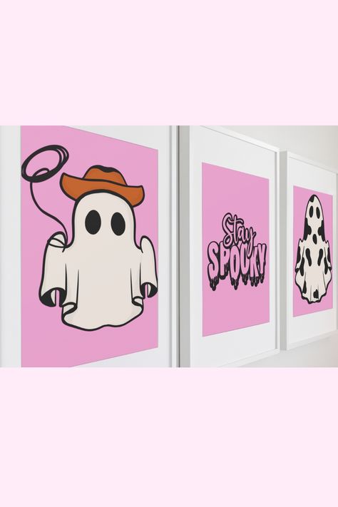 Pink Cowgirl Aesthetic, Cowgirl Ghost, Aesthetic Ghost, Ghost Halloween Decor, Ghost Aesthetic, Western Ghost, Aesthetic Western, Halloween Cow, Cowboy Ghost