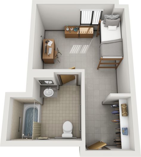 Sims 4 University Dorm Layout, Single Dorm Room Layout Floor Plans, Student Apartment Floor Plan, Single Room Self Contain Plan, Students Hostel Floor Plans, Dorm Layout, Dorm Checklist, Dorm Room Layouts, Dorm Design