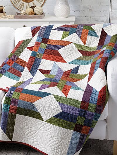 Flannel Makes This Striking Quilt Extra Cozy - Quilting Digest Bright Quilts, Needlework Shops, Flannel Quilts, Fat Quarter Quilt, Beginner Knitting Patterns, Patterned Bedding, Womens Clothing Patterns, Quick Stitch, Jellyroll Quilts