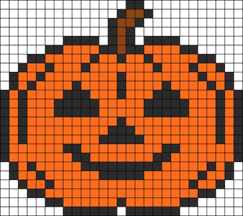 Halloween Pumkin Perler Bead Pattern | Bead Sprites | Holidays Fuse Bead Patterns Halloween Decorations Perler Beads, Fall Pixel Art, Perler Halloween, Hama Beads Halloween, Halloween Perler, Chirstmas Decor, Halloween Cross Stitch Patterns, Halloween Beads, Kandi Patterns