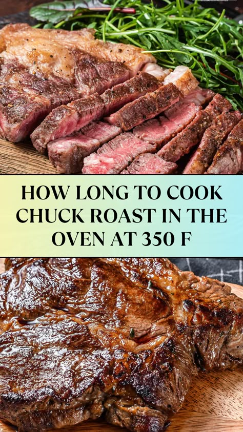 HOW LONG TO COOK CHUCK ROAST IN THE OVEN AT 350 F Best Chuck Roast Recipe, Chuck Roast In The Oven, Chuck Roast Recipe Oven, Chuck Roast In Oven, Cooking Chuck Roast, Tender Chuck Roast, Roast In Oven, Oven Roast Beef, Blade Roast