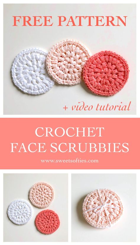 Diy Crochet Face Scrubbies, Crochet Face Scrubbies, Scrubbies Crochet Pattern, Crochet Scrubbies, Face Scrubbies, Crochet Faces, Crochet Washcloth, Spa Set, Crochet Dishcloths