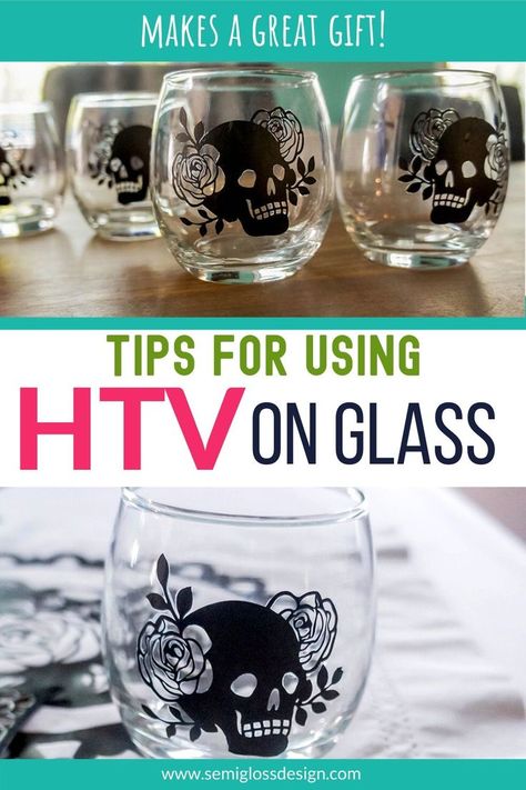 Learn how to make your own wine glasses with HTV. Custom wine glasses make great gifts. Click to read my tips for using heat transfer vinyl on glass. Objects Painting, Vinyl On Glass, Cricut Heat Transfer Vinyl, Easy Craft Ideas For Kids, Simple Decor Ideas, Inkscape Tutorials, Htv Projects, Cricut Help, Diy Wine Glasses