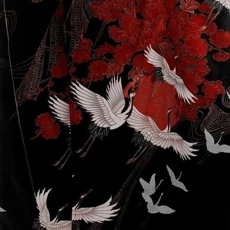 Crane Print, Chinese Aesthetic, Kimono Floral, The Boogeyman, Japan Aesthetic, Aesthetic Japan, Japanese Embroidery, Japanese Silk, Japanese Aesthetic