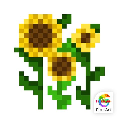 Minecraft Sunflower, Minecraft Flowers Pixel Art, 3d Pixel, Pixel Drawing, Diy Bags Patterns, Art Drawings Sketches Pencil, Pixel Art Pattern, Minecraft Creations, Sunflower Painting