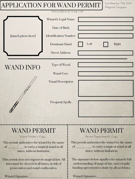 Wand Permit, Harry Potter Spells List, Harry Potter Script, Harry Potter Activities, Harry Potter Journal, Imprimibles Harry Potter, Harry Potter School, Harry Potter Bday, Harry Potter Classroom