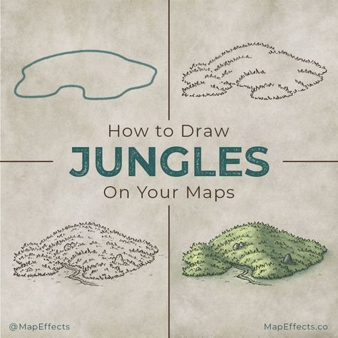 Map Effects Fantasy Map Builder, How To Draw A Forest On A Map, How To Fantasy Map, How To Draw Cities On Fantasy Maps, Own Map Drawing, Dragon Cave Map, How To Draw Jungle, Fantasy Map Painting, Drawing Maps Art