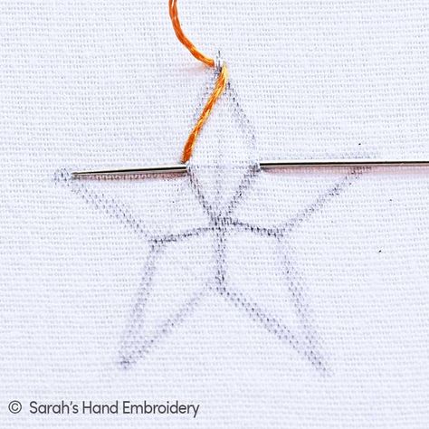 How To Embroider A Star By Hand, Hand Embroidery Star Stitch, Star Stitch Embroidery Tutorial, Star Stitch Embroidery Design, Star Embroidery Designs, Star Embroidery Stitch, How To Embroider A Star, Embroidery Stars Tutorial, Embroider Star