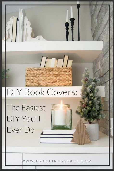 Do you want to make your book shelves look cohesive? I've got the simplest and easiest DIY book covers you've ever done up on the blog for you today. Diy Book Covers, Cozy Pillows, Thrifted Home Decor, Hygge Christmas, Styling Shelves, Book Cover Diy, Crafts For Teens To Make, Cozy Pillow, Book Shelves