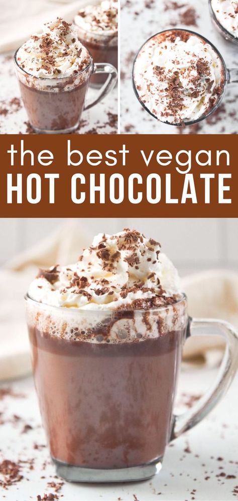 Best Vegan Hot Chocolate Recipe I easy hot chocolate recipe I dairy free hot chocolate I vegan hot chocolate recipe I how to make vegan how chocolate I best vegan drinks I festive drinks for fall I best drinks for the holidays I homemade hot chocolate recipe I vegan recipes with chocolate Easy Hot Chocolate Recipe, Drinks For Fall, Vegan Hot Chocolate Recipe, Recipes With Chocolate, Gluten Free Hot Chocolate, Dairy Free Hot Chocolate, Hot Cocoa Mix Recipe, Cacao Recipes, Dairy Free Brownies