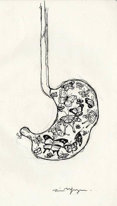 Stomach Drawing, Kunst Tattoos, Butterflies In My Stomach, Arte Grunge, Arte Inspo, Arte Sketchbook, Hippie Art, Anatomy Art, Cool Art Drawings