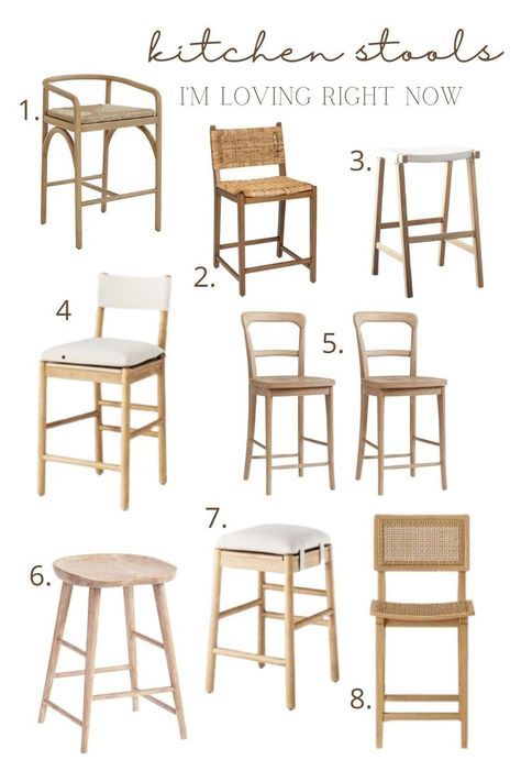 Transitional Counter Stools, Modern Bedroom Wardrobe Ideas, Modern Bar Stools Kitchen, Pottery Barn Kitchen, Modern Bedroom Wardrobe, Kitchen Decoration Ideas, Organic Modern Kitchen, Bedroom Wardrobe Ideas, Rattan Counter Stools