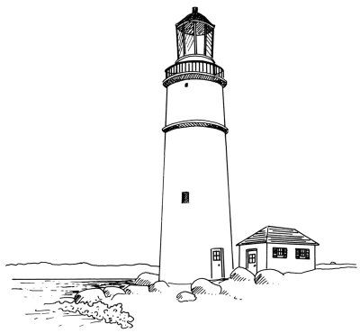 Simple Light House Drawing, How To Draw A Lighthouse Step By Step, How To Draw Ship, How To Draw Buildings, Light House Drawing, Draw A Lighthouse, Lighthouse Drawings, Draw Buildings, Lighthouse Sketch