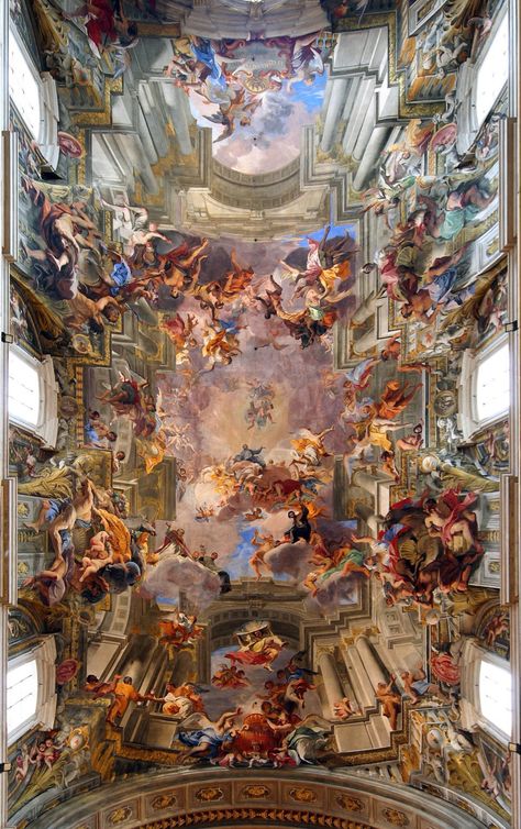 St Ignatius Of Loyola, Art Baroque, St Ignatius, Baroque Art, Sistine Chapel, A4 Poster, Painted Ceiling, True Art, Architecture Old