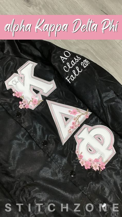 αΚΔΦ Cherry Blossom Greek Letters Sorority Jackets, Line Jackets Sorority, Alpha Delta Kappa, Filipino Flag, Kappa Delta Chi, Letter Hoodie, Sorority Shirt Designs, Delta Chi, Sorority Letters